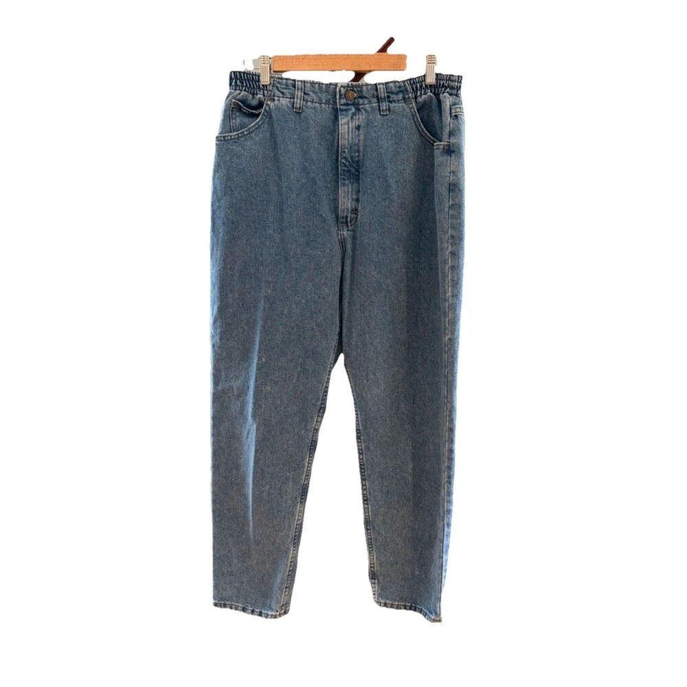 Vintage Lee Classic Elastic Waist 16P Straight Leg Blue Denim Jeans